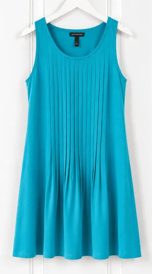 Lauren Ralph Lauren Dress Womens 14 Turquoise Blue Pintuck Sleeveless Pockets thumbnail 1