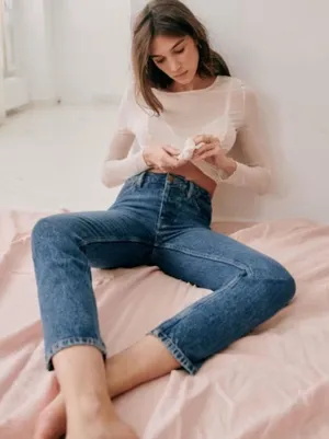 Sézane Brut Sexy Blue‎ Denim Jeans Sz 27 thumbnail 1