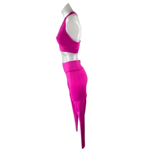 All Access Pink Racerback Cropped Top Leggings Yoga Athletic Two Piece Set Sz S thumbnail 3