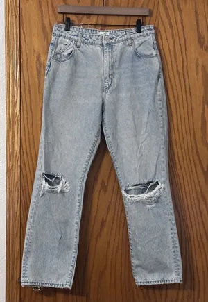 Rollas Original High Rise Straight Jeans - Distressed - Size Aussie 14 (US 10) thumbnail 1
