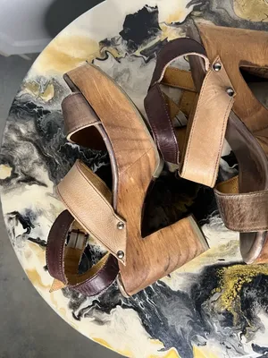 BED|STÜ Sophie Leather Wooden Platform Heeled Sandals thumbnail 14