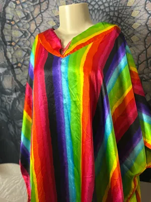 Rainbow Silky Robe/ Poncho/ Dress (Vintage!) Multiple thumbnail 1