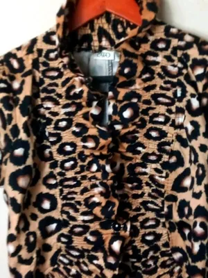 Cato S Mob Wife Black Gold Frilled Leopard Bolero Shrug Top thumbnail 1