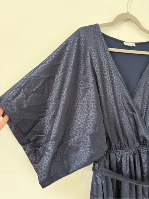 Baltic Born Savannah Print Navy Blue Kimono Animal Print Embossed Maxi Dress XXL thumbnail 2
