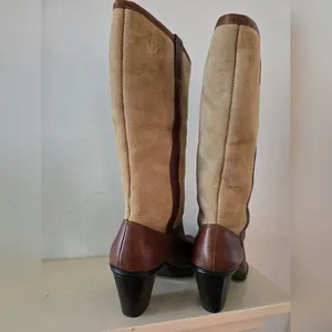 Sorel Sofft Emelie Leather/Suede Shearling Lined Boots Two Toned Brown Tan thumbnail 2