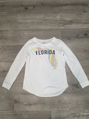 Florida Map Print White Long Sleeve T-Shirt By State Of Mine Size M thumbnail 2