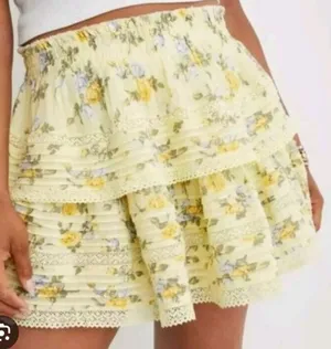 Aerie Rock Ruffle Floral Mist Yellow Mini Skirt thumbnail 1