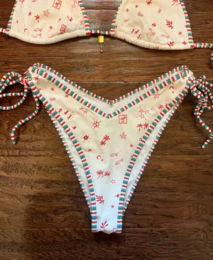 Pacsun White Printed Moira Triangle Bikini Top and bottom  thumbnail 3