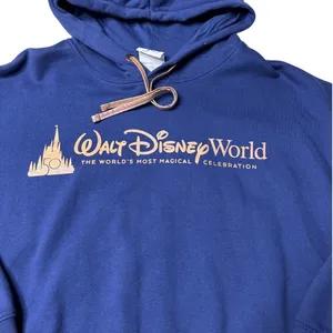 Disney World 50th Anniversary Cropped Hoodie L Navy Rose Gold thumbnail 4