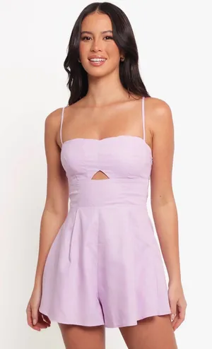 Petal & Pup Rycee Cutout Linen & Cotton Romper Scallop Sweetheart Neckline thumbnail 1