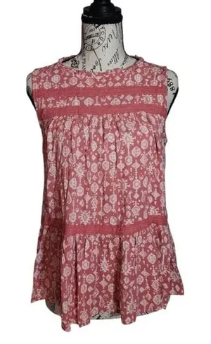 Maurices Boho Geometric Lace Peplum Top, Size Medium thumbnail 1