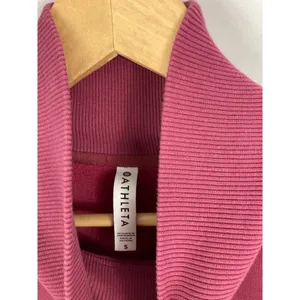 Athleta Cozy Karma Side Zip Funnel Neck Sweatshirt Pink Size Small thumbnail 6