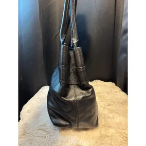 Kate Spade New York Black Pebbled Leather Bow Shoulder Bag Tote Polka Dot Lining thumbnail 3