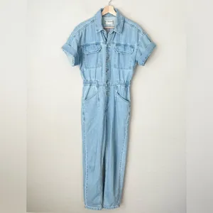Free People we the free Marci coverall denim jumpsuit light wash small thumbnail 8