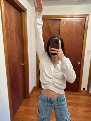 Pretty Garden White Ribbed Sweater thumbnail 3