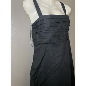 Abercrombie & Fitch Dress Womens Large Tall Black Linen Pleated Sundress thumbnail 4