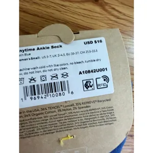 NWT Allbirds Anytime Ankle Sock 2 Pack Basin Blue Sustainable Knit Small US 5-7 thumbnail 3