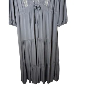 Baltic Born Maxi Dress Women XL Gray Embroidered Tiered Boho Cottagecorre thumbnail 6