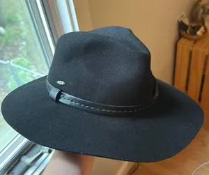 Wool felted brimmed hat Black thumbnail 1
