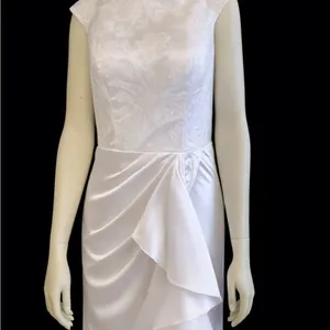 Elegant Wedding Dress With Sequined Bodice and Cap Sleeves White 10 NWT thumbnail 6