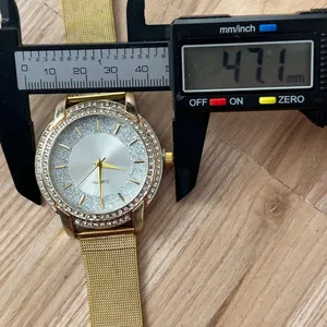 Crystal Embellishments Ladies Watch Silver Shimmery Dial Gold-Tone Bracelet thumbnail 9