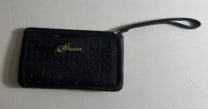 GUESS Bowie Embossed Logo Black‎ Wristlet Wallet Credit Card Clutch Y2K thumbnail 1