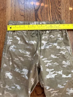Bevy Flog Shely Beige Gold Metallic Camo Drawstring Pants Size 25 thumbnail 8