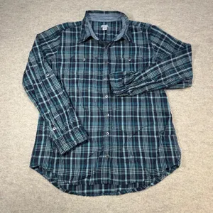 Carhartt Womens Blue‎ Teal Plaid Button Down Shirt Size Medium Utility Cabincore thumbnail 1
