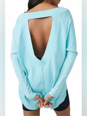 Free People Movement Simply Layer Open Back Top in Blue Glow thumbnail 4