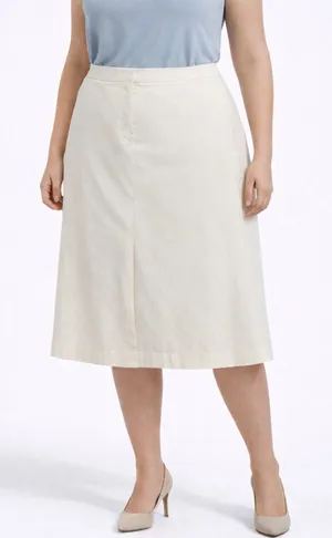 Banana Republic Size 12 Ivory Midi Skirt Cotton Blend A-Line Classic(A439)✨ thumbnail 1