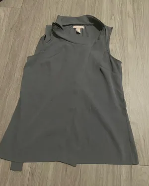 Banana Republic Sleeveless Draped Neck Top - Gray thumbnail 1