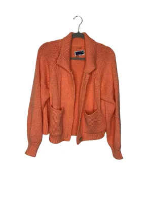 Corral ✨ NWT Pilcro Anthropologie Chunky Knit Cardigan‎ Size M Coral Collared Sweater ✨ thumbnail 3