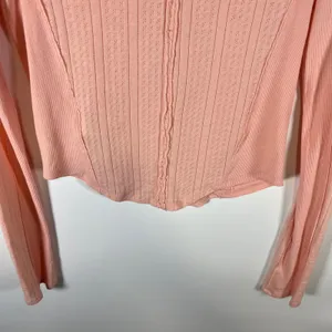 Free People We The Free Pink Pointelle V-Neck Long Sleeve Top OB1817655‎ Medium thumbnail 9