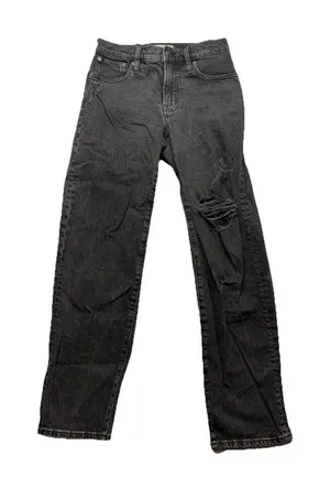 Madewell Perfect Vintage Jeans Womens 25 Black Mid-Rise Straight Leg Distressed thumbnail 1
