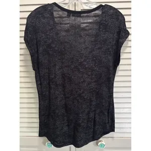 Ana Black Sparkle Scoop Neck Size‎ M Short Cap Sleeve Top Soft thumbnail 4