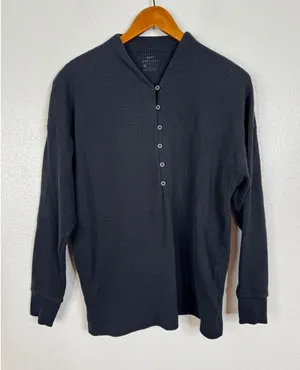 Nike Yoga Dri-FIT Waffle Knit‎ Henley Top Black Long Sleeve CV9905-010 Womens S thumbnail 1
