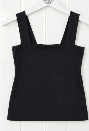 LOFT Black Ribbed Tank Top XS Wide Strap Stretch Fitted Sleeveless Basic thumbnail 1