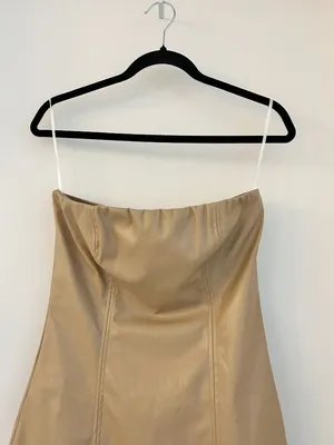 Princess Polly Hailey Strapless Vegan Leather Mini Dress Beige Size 8 NWT thumbnail 6