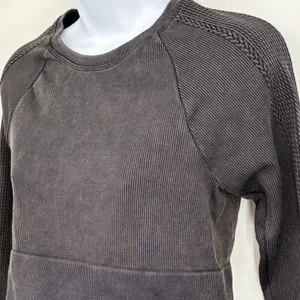 OFFLINE by Aerie Crop Top Women LG Gray Acid Wash Seamless Long Sleeve Big Chill thumbnail 2