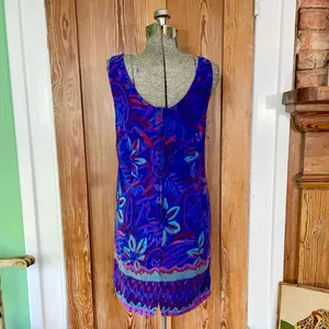 Vintage Rainbow Jo Tropical Vibrant Floral Hawaiian Resort Dress Sz Medium💛 thumbnail 7