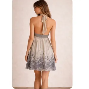 Vintage Y2K Banana Republic Silk Halter Mini Dress Size 10 thumbnail 3