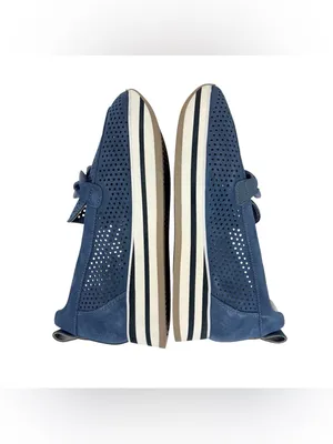 NYDJ Fern‎ Blue Suede Perforated Platform Loafers Chain Size 9 thumbnail 5