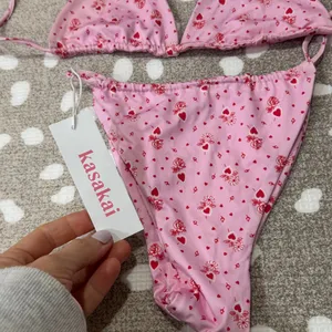 NEW Kasakai Bikini Set Axel Lovestruck Hearts String Triangle Bikini Top cheeky thumbnail 2