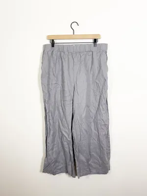 Eileen Fisher 100% Linen Gray Wide Leg Pant XL thumbnail 2