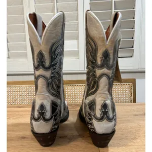 Dan Post Ndulgence Cowboy Boots Snip Toe Leather White Black Size 8 NWT Western thumbnail 10