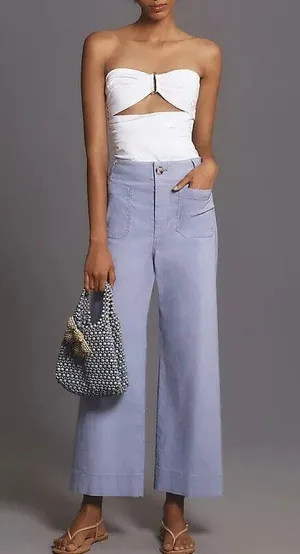 Anthropologie Maeve The Colette Cropped Wide-Leg Pants, Size 33Tall thumbnail 1