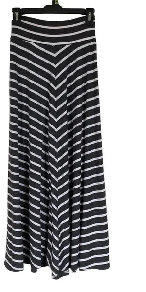 AB Studio gray and white stripe maxi skirt stretchy flowy women’s size small thumbnail 6