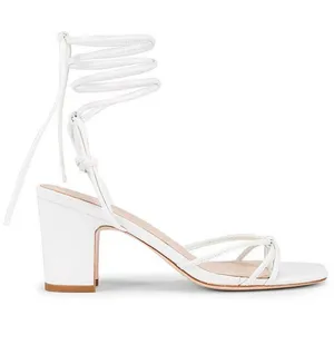 LPA Nicolo Low Heels in White Leather 9.5 New Womens sandals thumbnail 1
