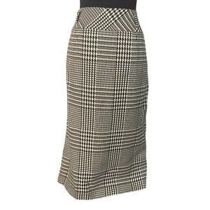 Evan Picone Classic Tailored Black White Houndstooth Plaid Midi Skirt Sze 10 Timeless Career thumbnail 3