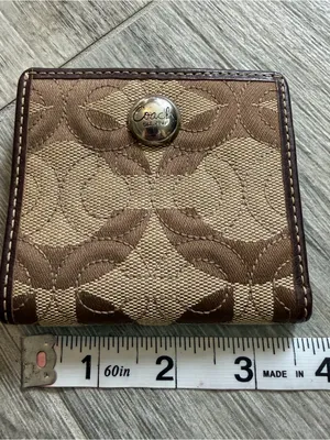 Vintage Coach Chelsea Signature Brown Canvas Credit Card Wallet Snap Button Zip thumbnail 4
